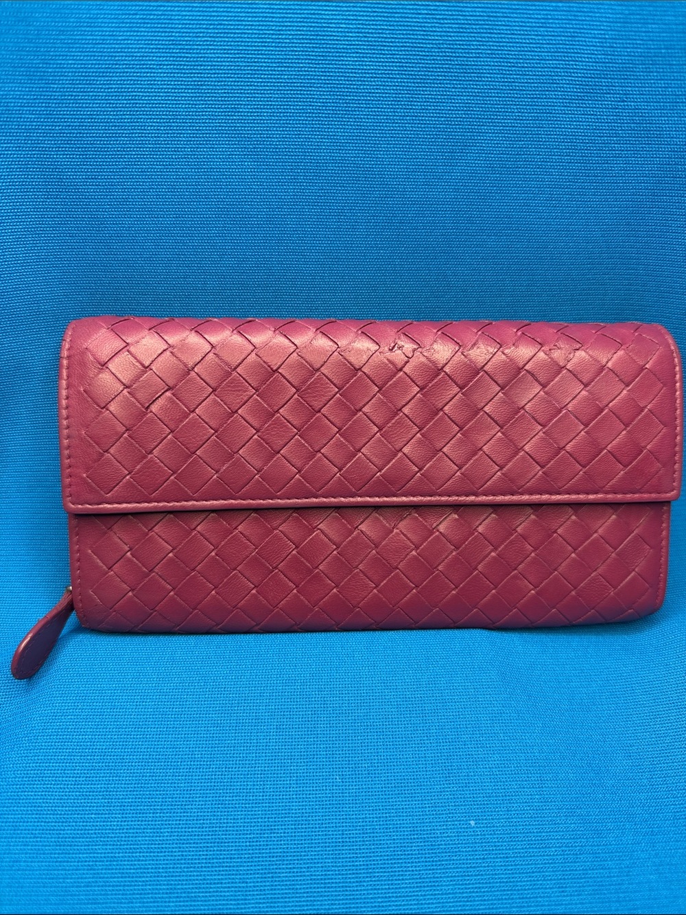 GORGEOUS BOTTEGA VENETA WOVEN / INTRECCIATO LEATHER CONTINENTAL FLAP LONG WALLET